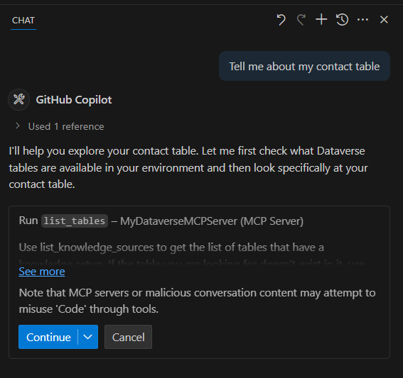 Ask about contact table